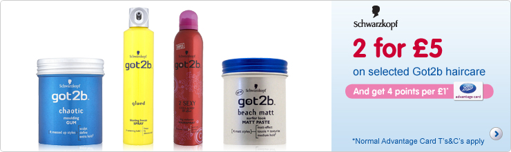2 for £5 on Got2B haircare 
